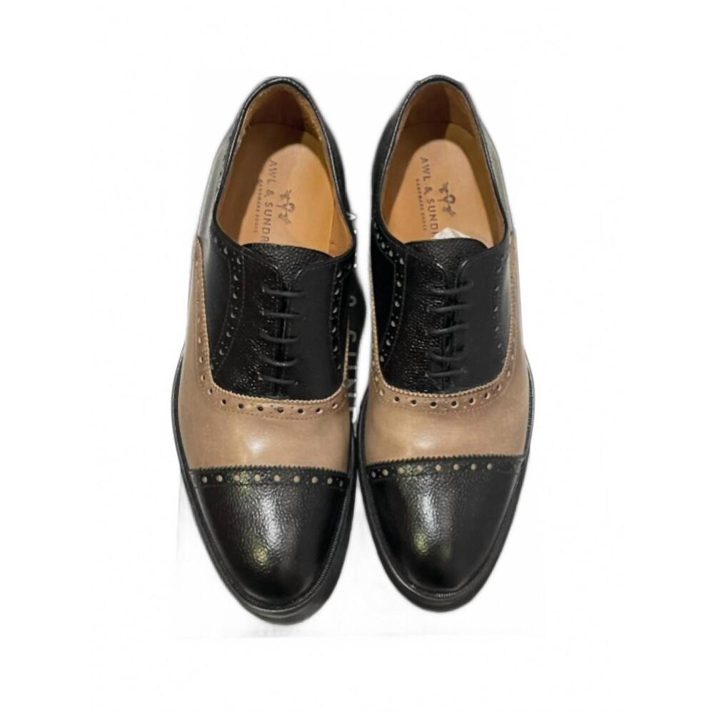 NEW AWL & SUNDRY men's two-tone lace up shoe in black/light brown